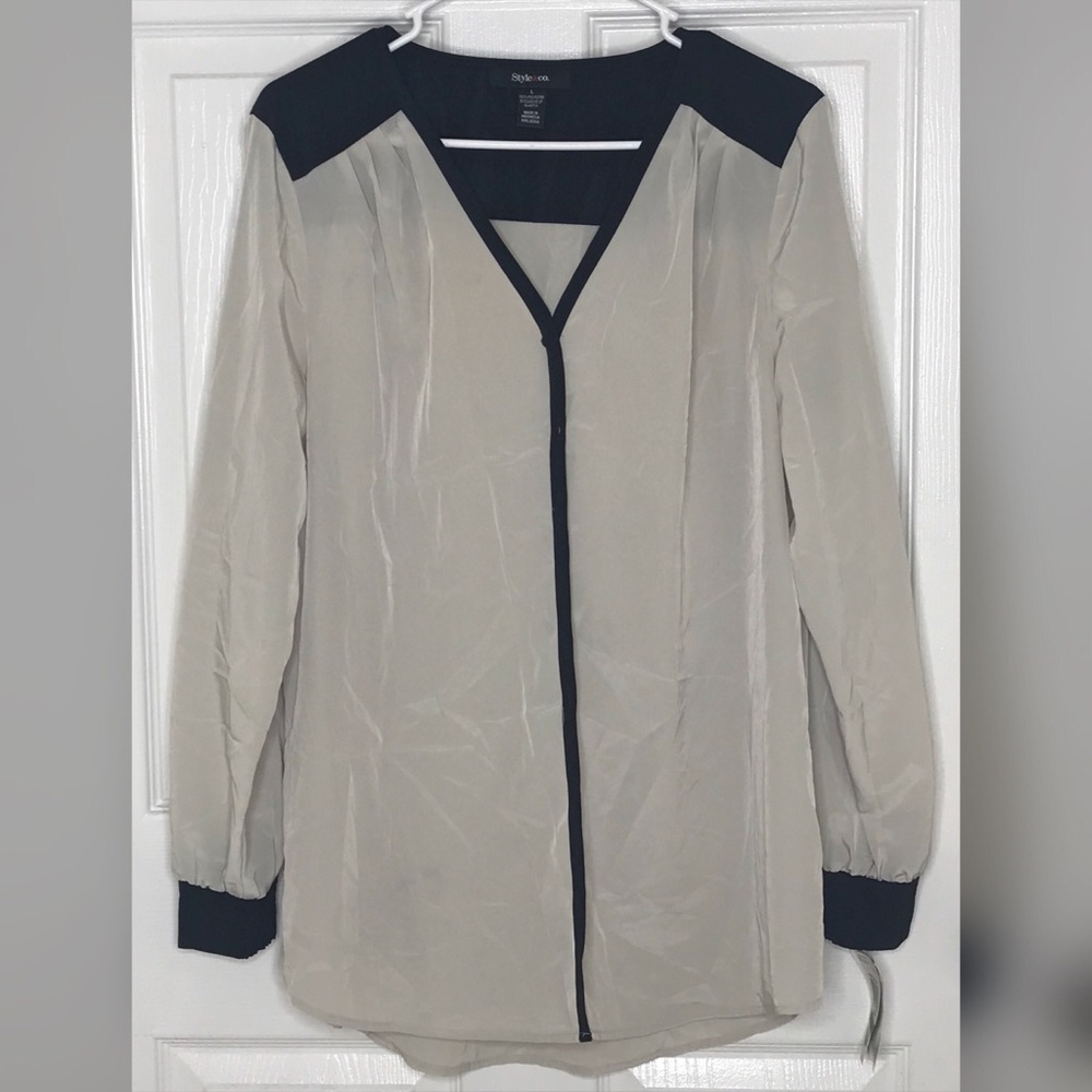 Black And Cream Long Sleeves With Buttons